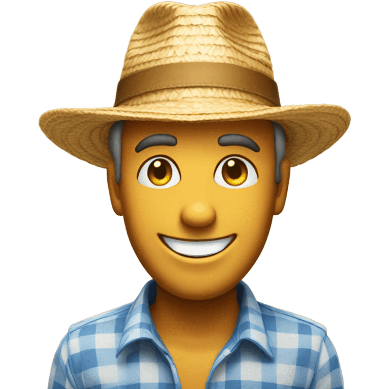 Happy guy in straw hat emoji