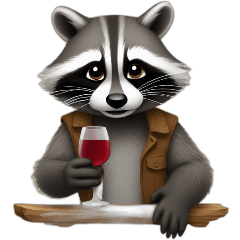 Racoon drinking wine emoji