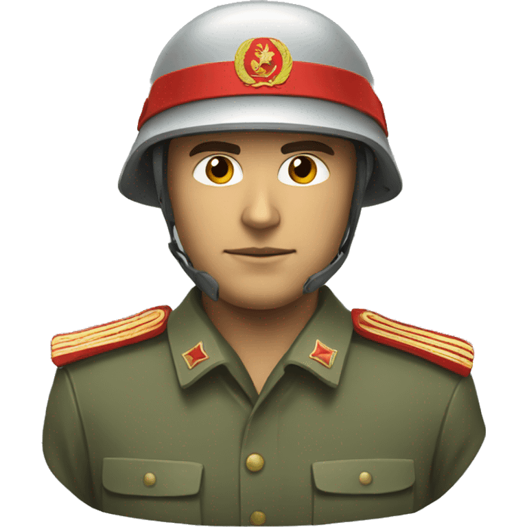 ussr soldier serious with military helmet emoji