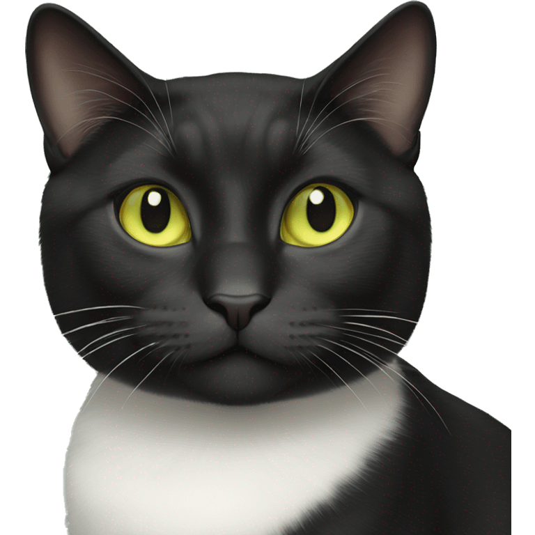 Tuxedo cat with light green/yellow eyes  emoji