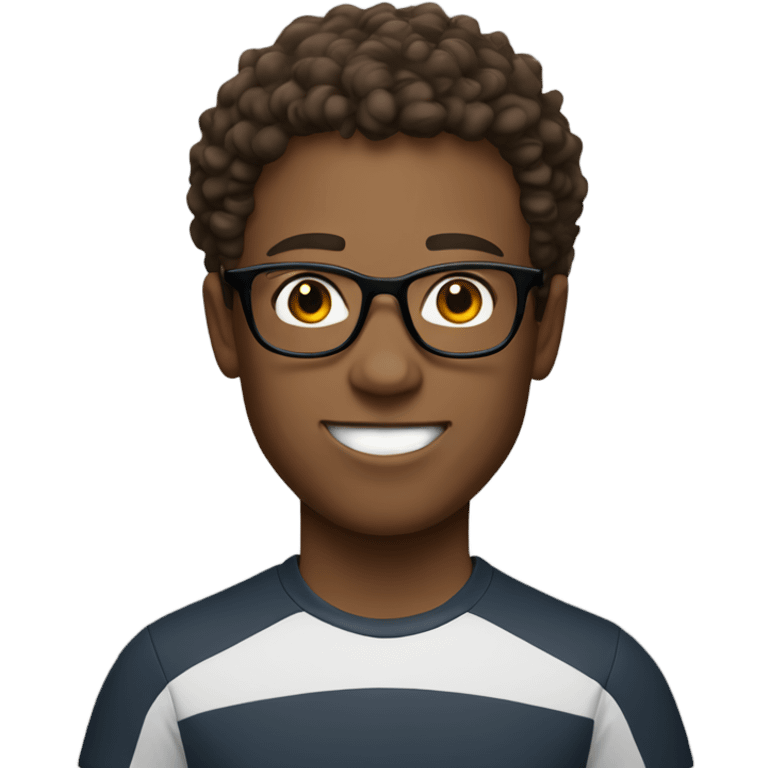 young  Man with round glasses and sportswear, short brown curly hair  emoji