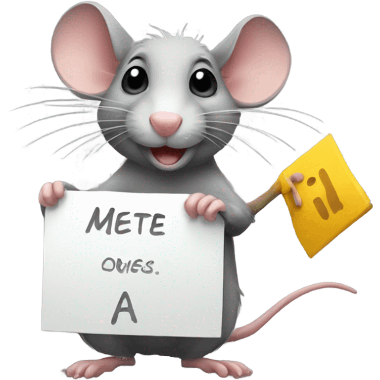 A rat holds a sign with the inscription: HEHE emoji