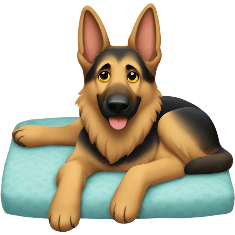 German shepherd lying on bed emoji