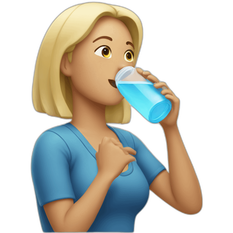 woman drinking from enormous water bottle emoji