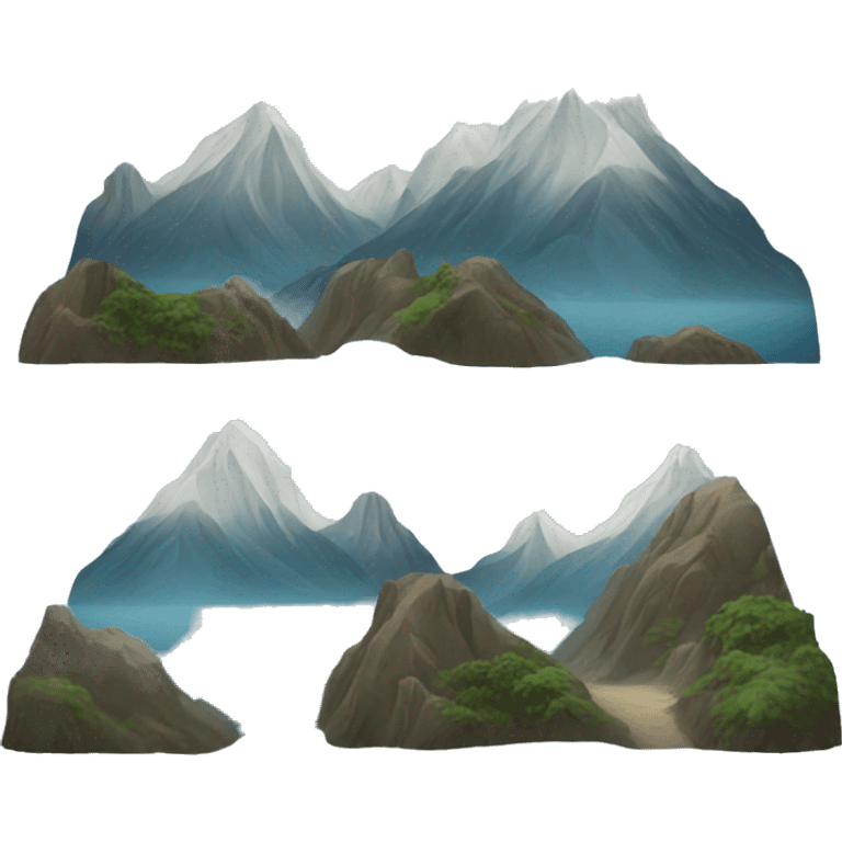 mountains with sea emoji