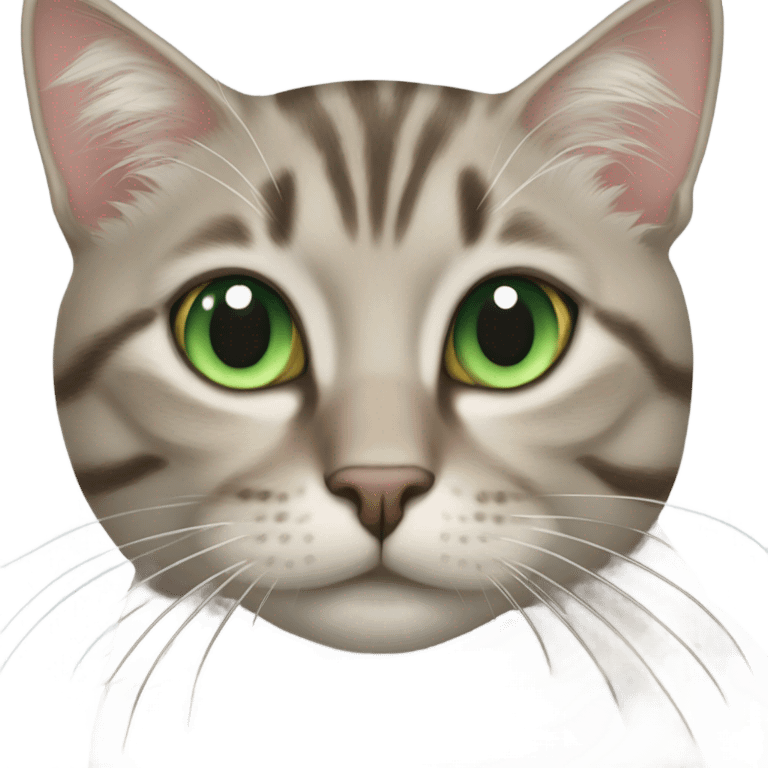 Beige grey tabby cat with green eyes emoji