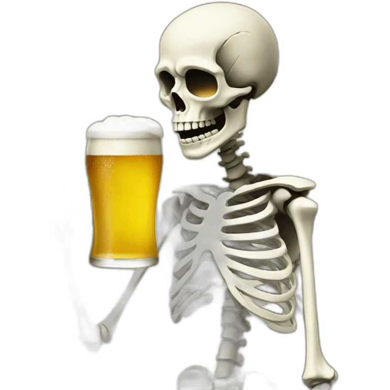 skeleton drinking a beer emoji