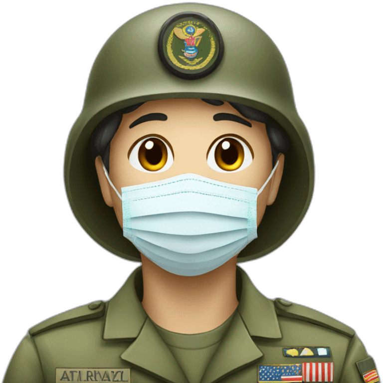 a military Head Portraits in a Medical masks emoji