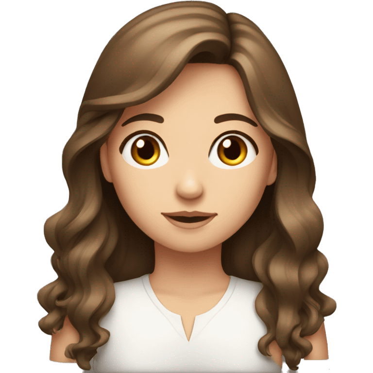 brown-haired girl portrait  bangs and beautiful eyes long hair emoji