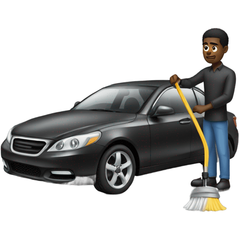 Black man cleaning car  emoji