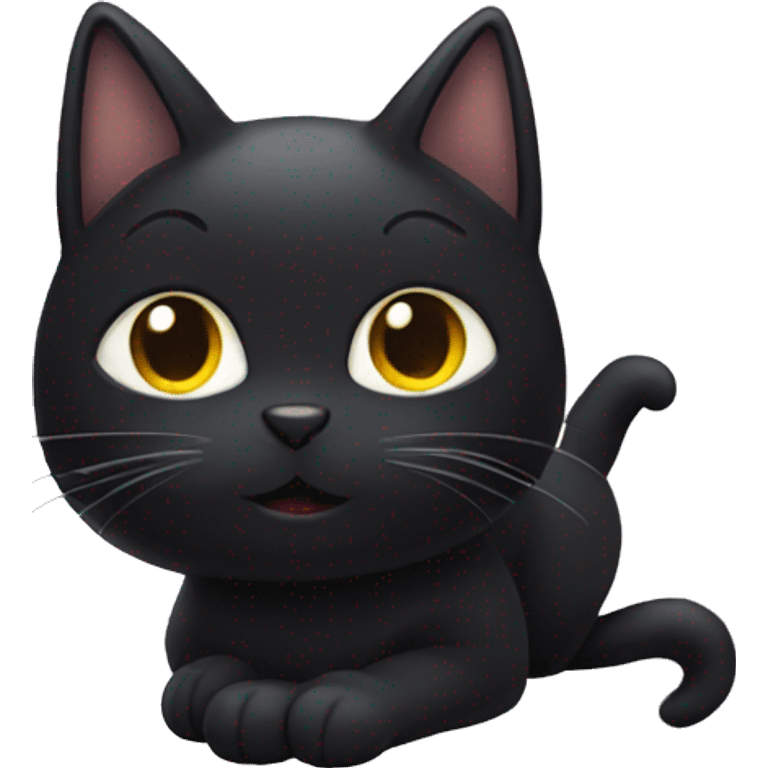 Black cat with stars on fur emoji