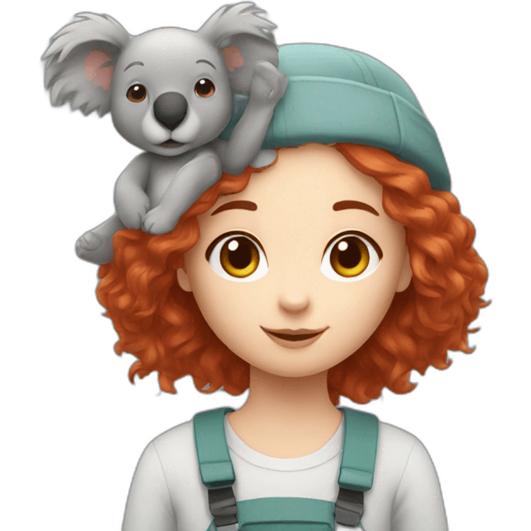 Red hair girl with her koala emoji