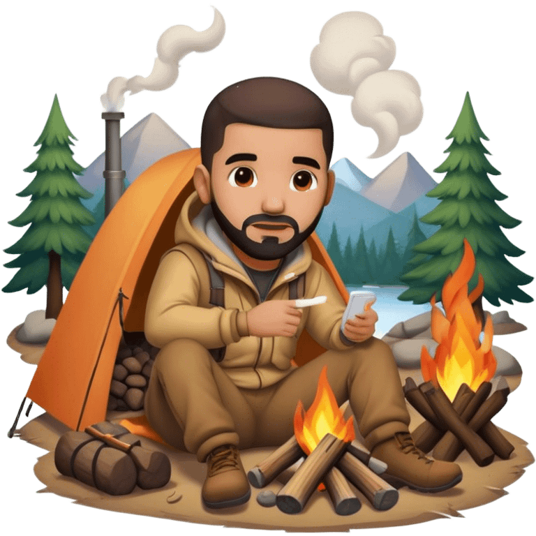 Drake warming up by the campfire emoji