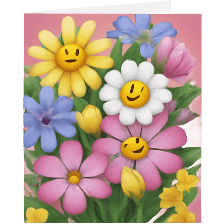 Beautiful Greeting card with flowers on the cover emoji