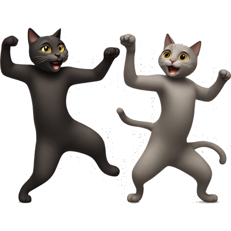 Two cats dancing emoji