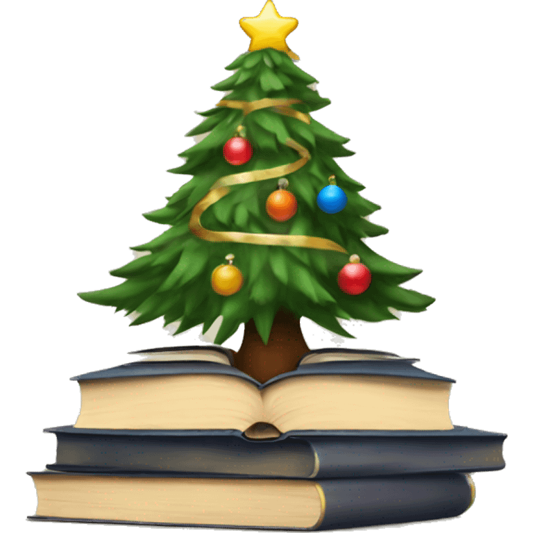 Christmas tree with books emoji