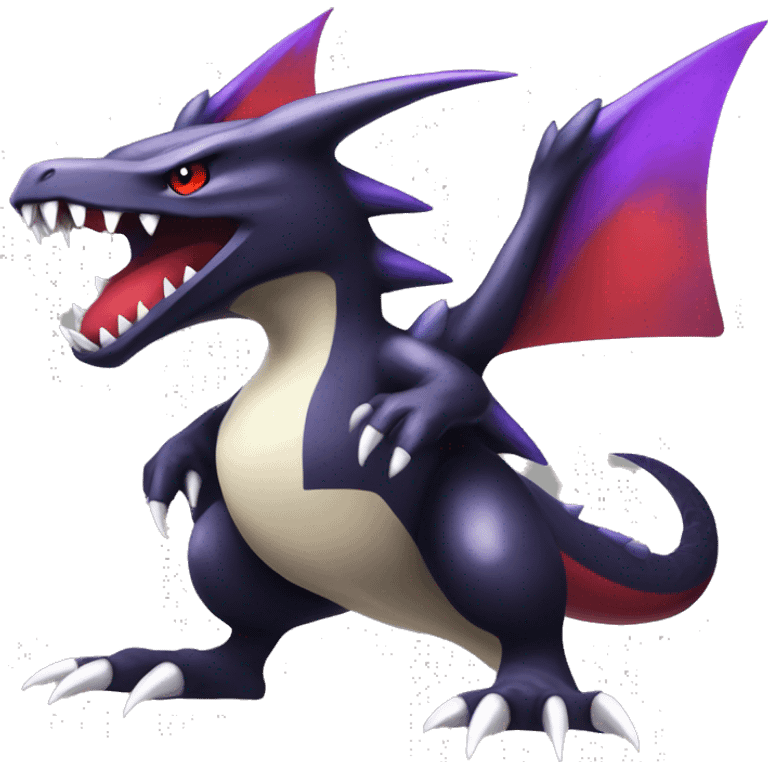 Black Cool Edgy Nargacuga-Garchomp-Noivern Fakémon  with White and Red and purple and black Edgy markings emoji