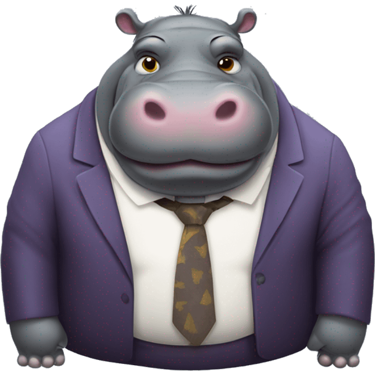 rich hippo, with stomach ache emoji