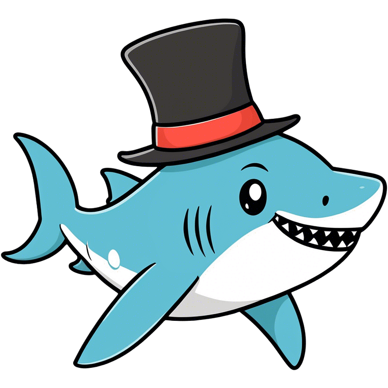 Shark with a top hat emoji