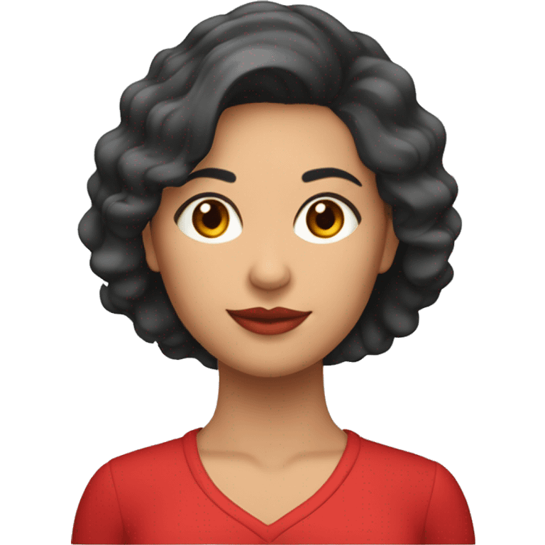 Mujer morena de cabello rojo con camisa roja emoji