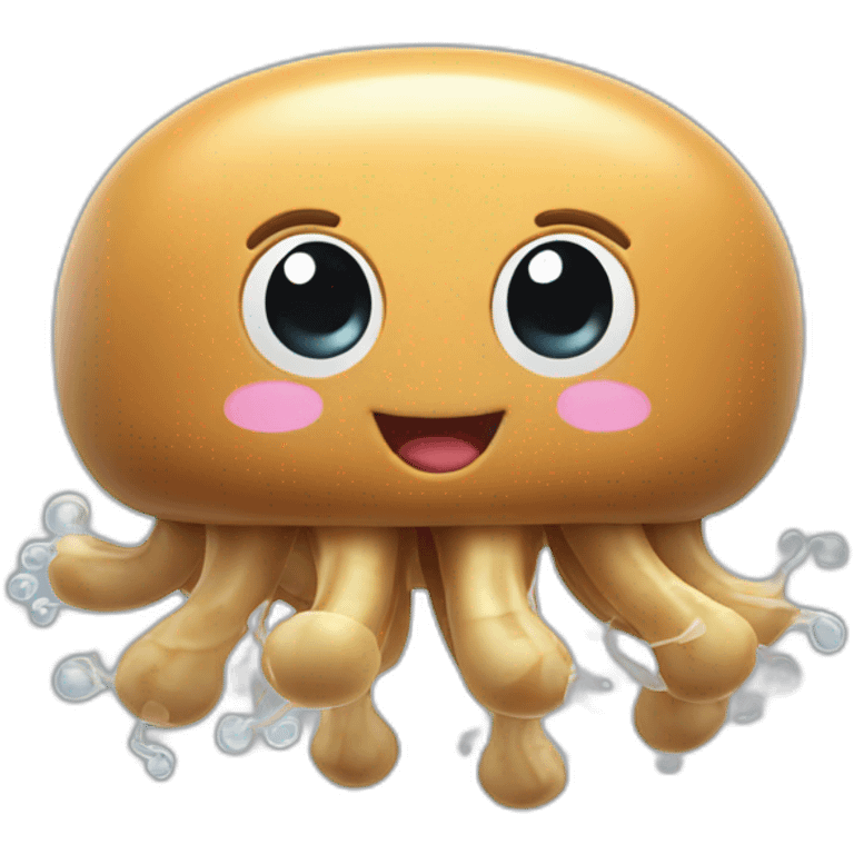 Peanut butter 3d cute baby jellyfish clapping emoji