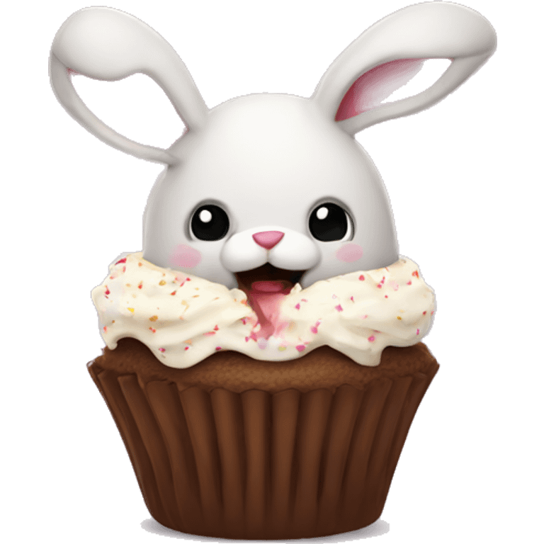 Bunny bear eat cupcake  emoji