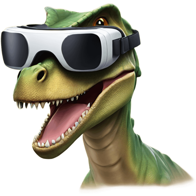 dino wearing vr headset and smile emoji