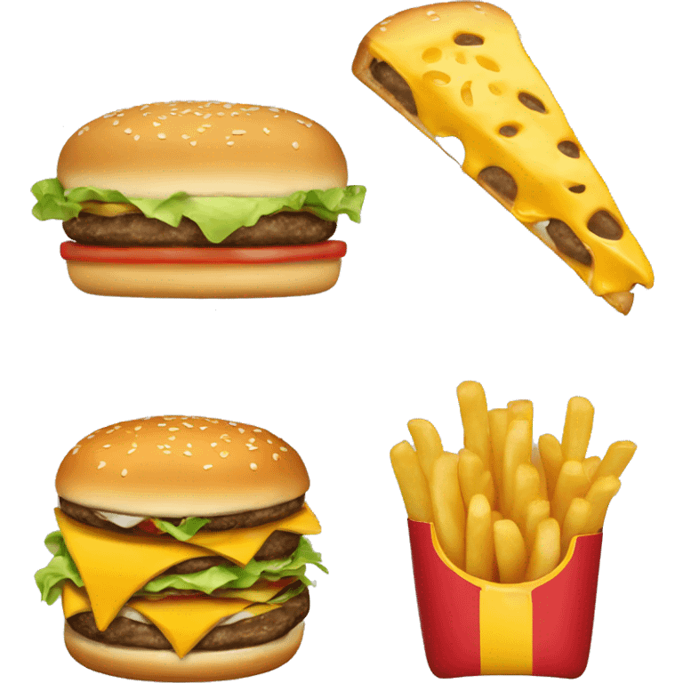 A cheeseburger and cheese fries emoji