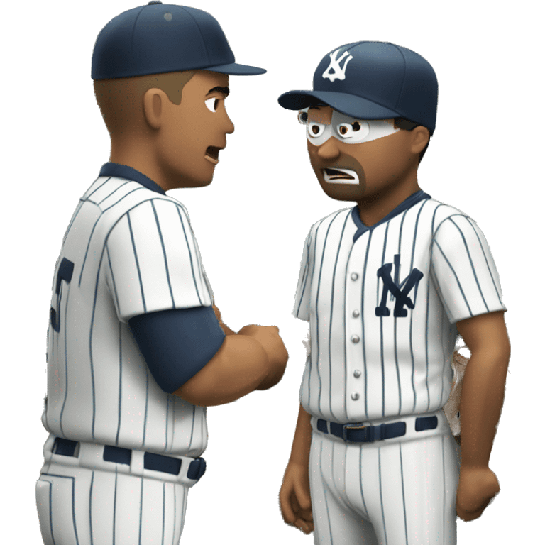 Baseball General manager angrily negotiating with a Latino player in pinstripes emoji