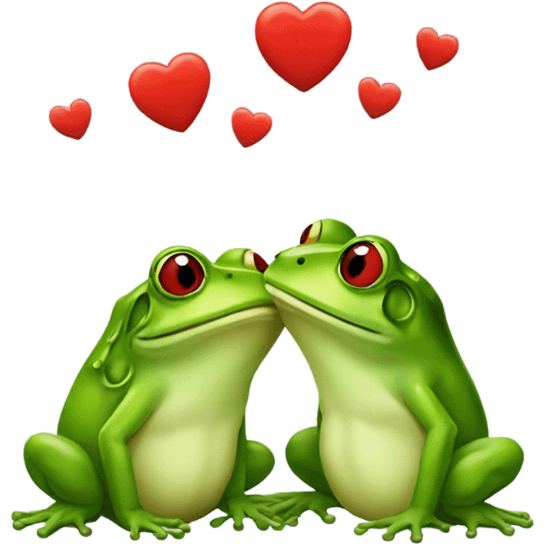 Kissing frogs with Heart and red lips emoji