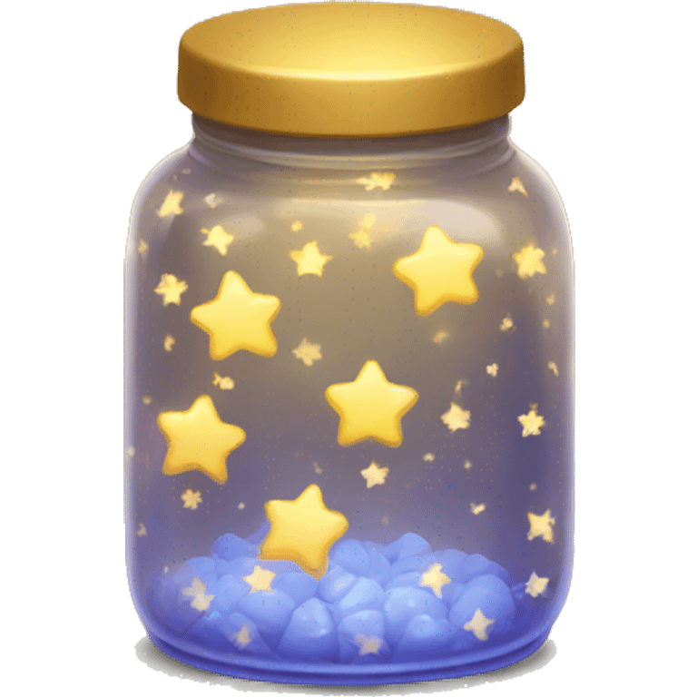 glowing glass jar filled with tiny golden stars emoji