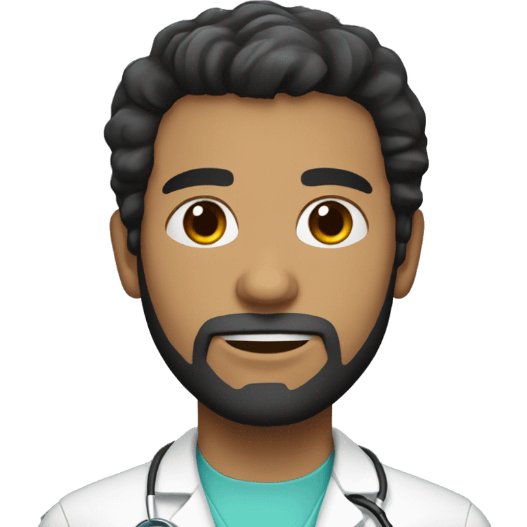 light skin male doctor with full short beard, has black hair  emoji