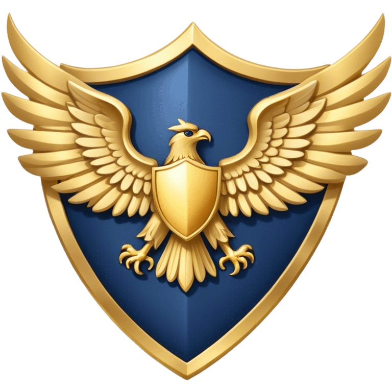 a navy blue shield with large gold wings emoji