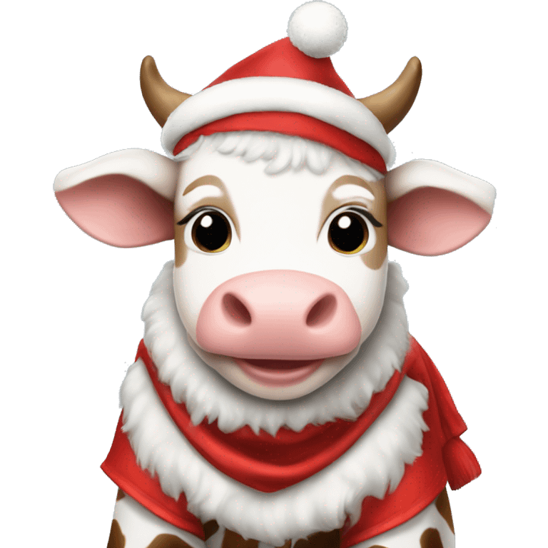 cute baby cow with a christmas costume   emoji