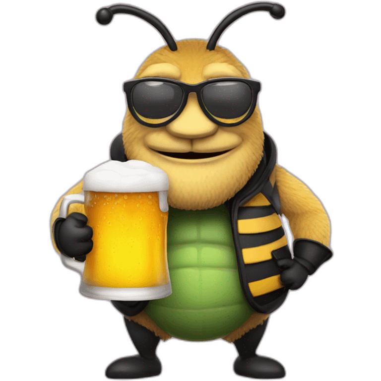 uncle bee with a beer belly and glasses and a beer in the hand emoji