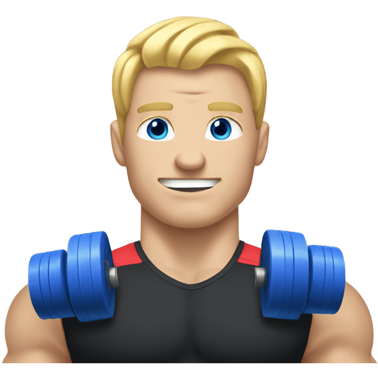 Blond blue eyes male Weightlifter emoji