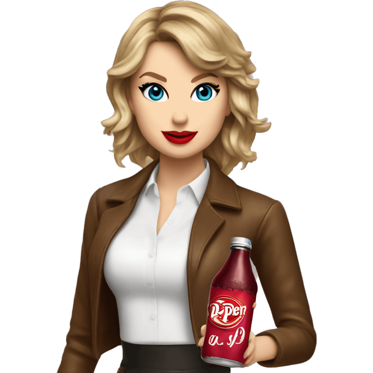 Taylor swift on a horse with a Dr Pepper  emoji