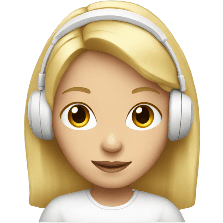 blonde girl with white headphones emoji