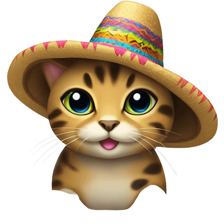 Tortoise cat wearing a sombrero hat  emoji