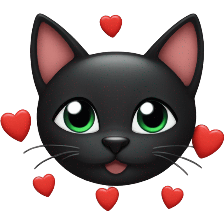 Black cat with hearts emoji