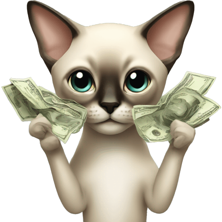 siamese with money emoji