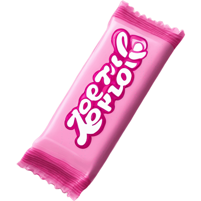 One pink candy bar with the inscription “kerlli” emoji