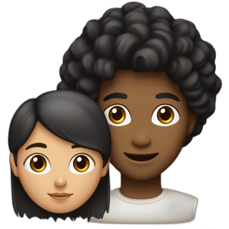 Femme cheveux noir se marie avec un homme avec cheveux marron emoji