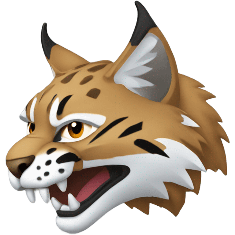 Bobcat head side view with dangerous fangs facing left emoji