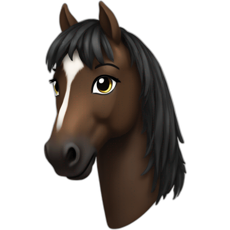 Un grand poney noir/brun  emoji