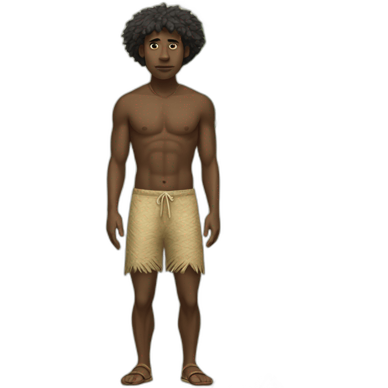 aborigine black man in shorts made of palm leaves emoji