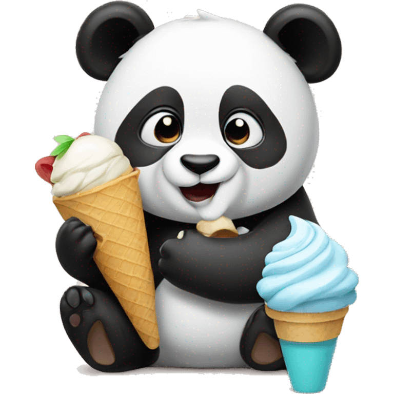 Panda eating ice cream emoji