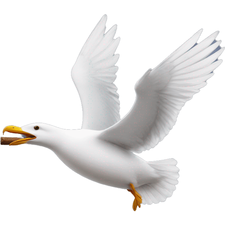 Seagull flying with cigar emoji