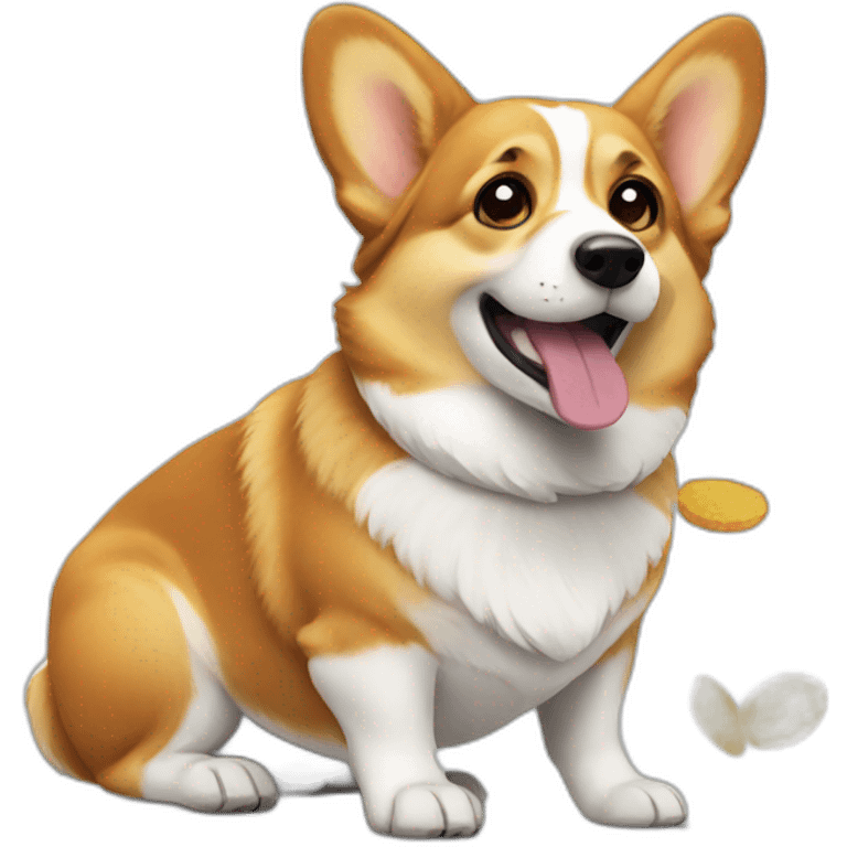 Corgi eating chips emoji