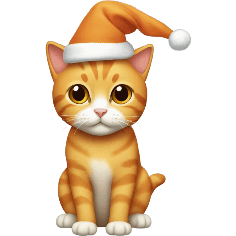 Light orange cat with a christmashat emoji